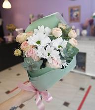 Букет милый в Кубанской Букет цветов из: Хризантемы и Розы в Кубанской